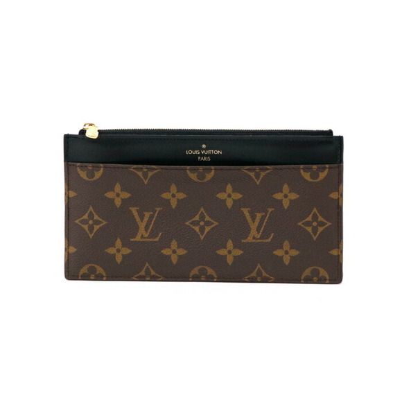 Louis Vuitton Slim Leather Coin Case Card Long Wallet Brown Black - Picture 2 of 9